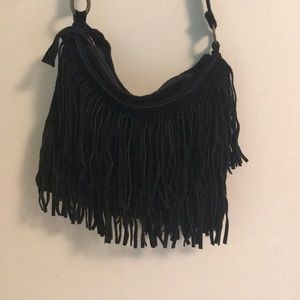 Black fringe crossbody bag